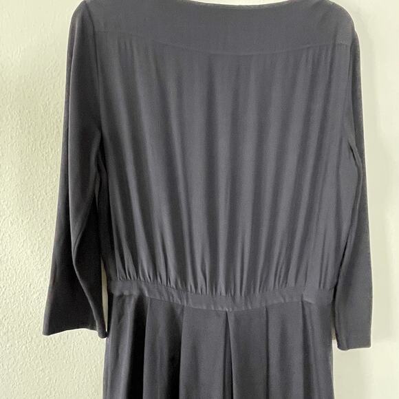 LACOSTE MERLE LONG SLEEVE BLACK PLEATED SILK BLEND MIDI DRESS SIZE 40/ US 8 - Picture 8 of 10